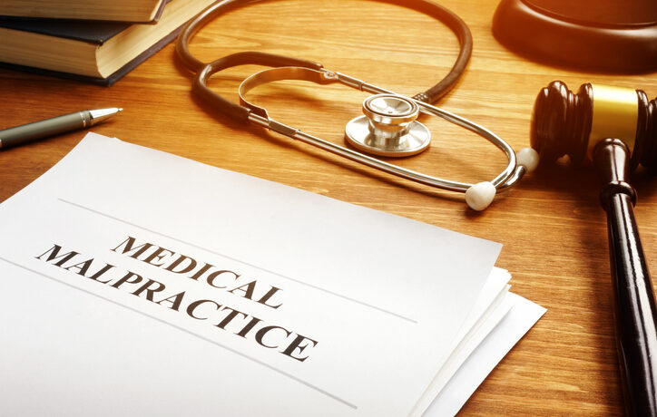 Medical malpractice report and stethoscope.